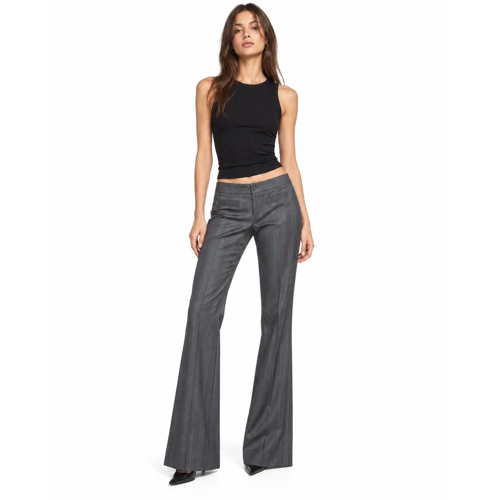 Y2K Pinstripe Flare Marc Jacobs Low Rise Pants 2 Grey Button Pocket Vintage